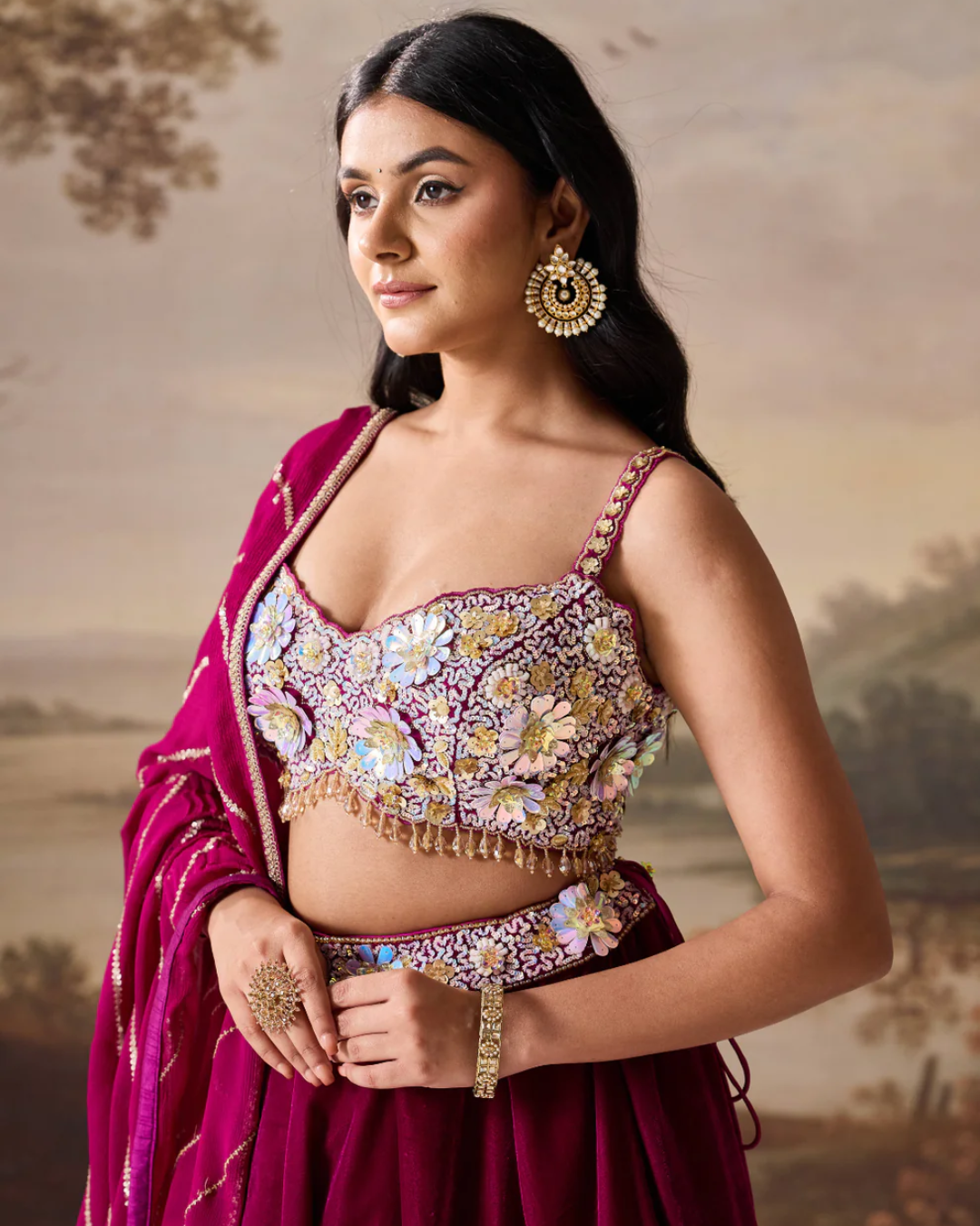 Deepika Chadha - Purple emb bustier and velevt lehnga set From Heer