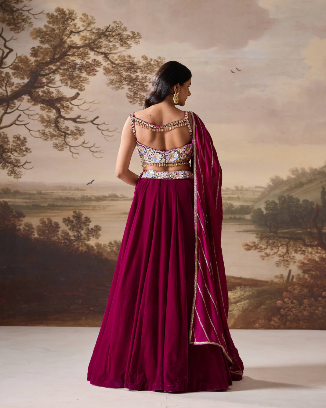 Deepika Chadha - Purple emb bustier and velevt lehnga set From Heer