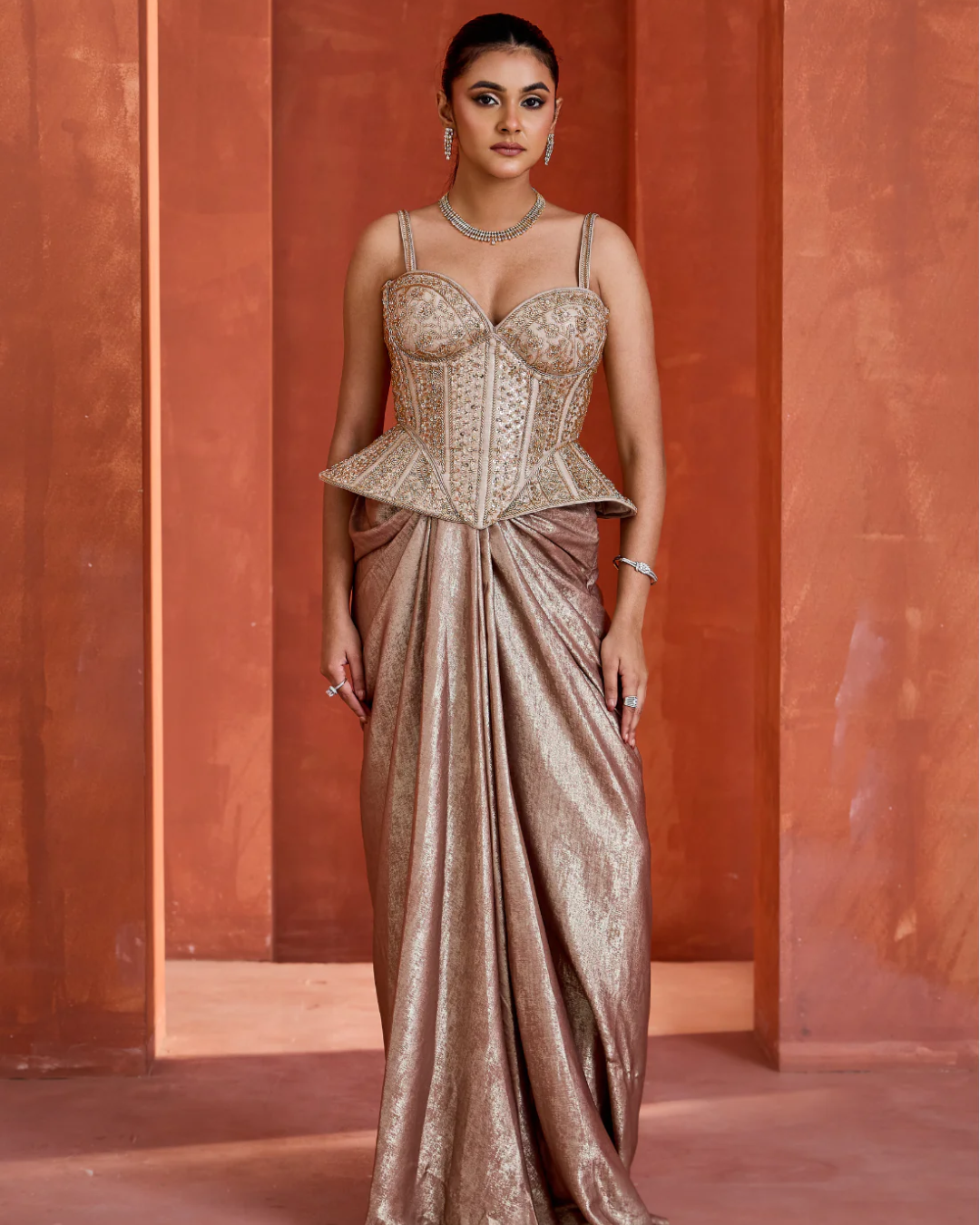 Deepika Chadha - Drape skirt with Corset From Midnight