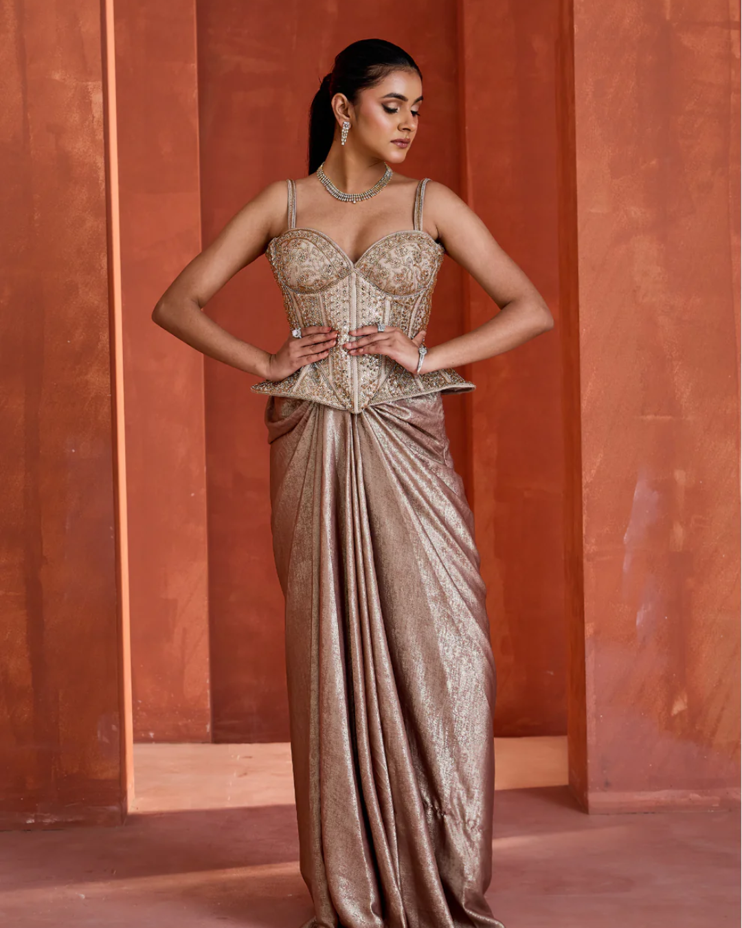 Deepika Chadha - Drape skirt with Corset From Midnight