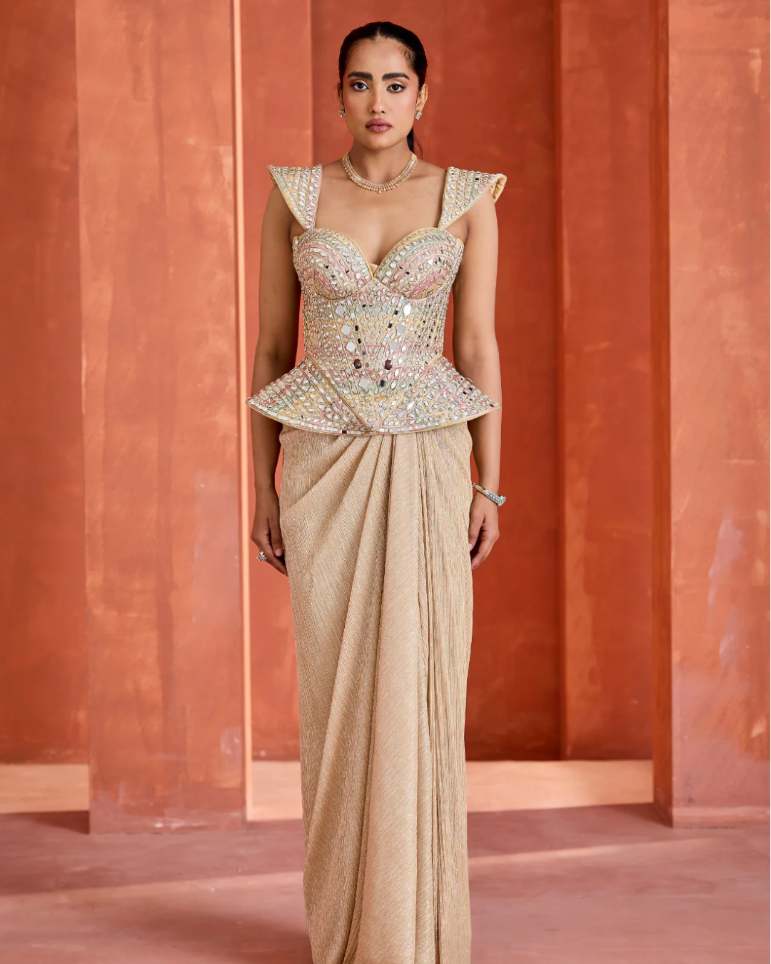 Deepika Chadha - Drape skirt along pallu and Corset From Midnight