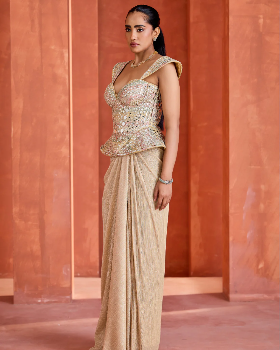 Deepika Chadha - Drape skirt along pallu and Corset From Midnight