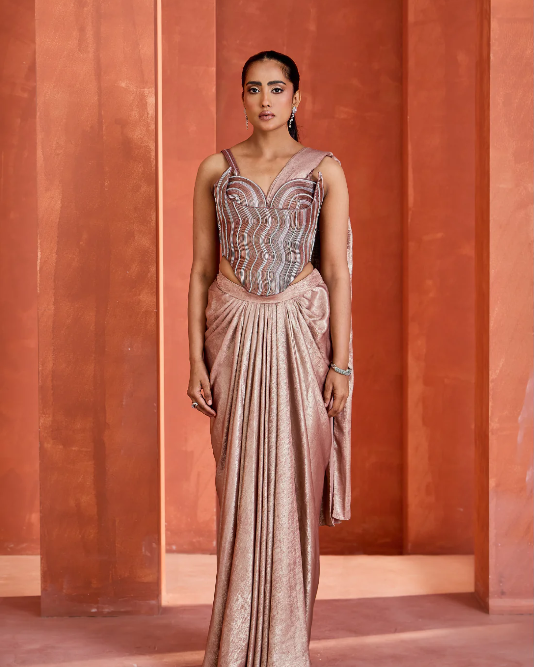 Deepika Chadha - Drape saree with Corset From Midnight