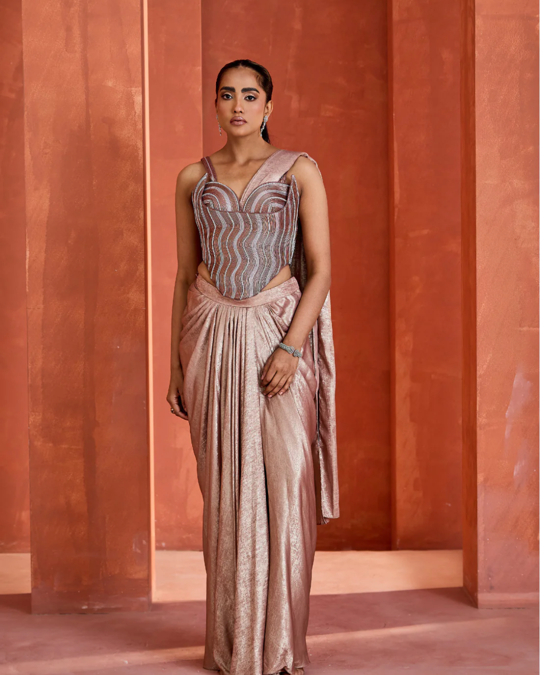 Deepika Chadha - Drape saree with Corset From Midnight