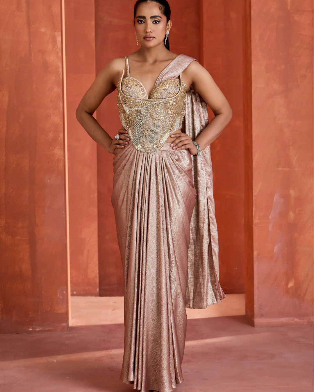 Deepika Chadha - Drape skirt with Corset From Midnight