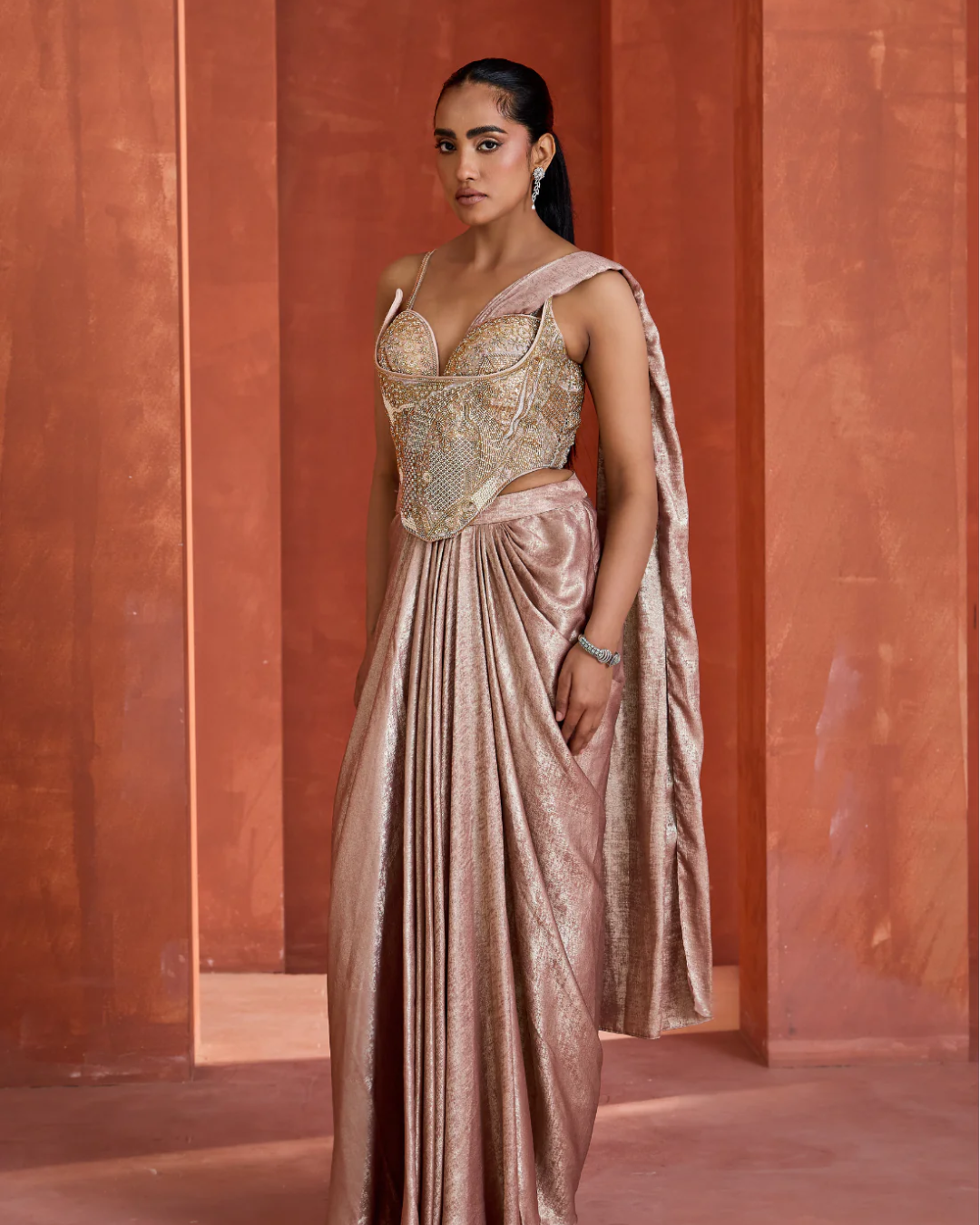 Deepika Chadha - Drape skirt with Corset From Midnight
