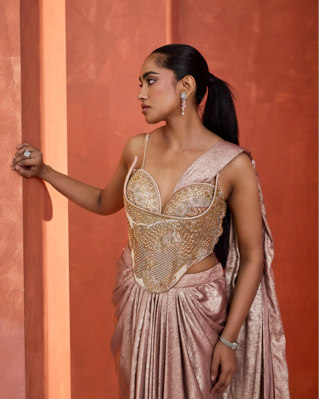 Deepika Chadha - Drape skirt with Corset From Midnight
