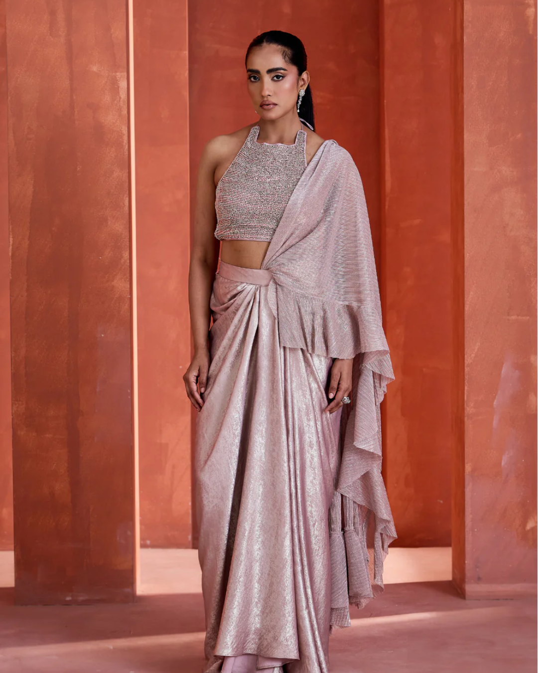 Deepika Chadha - Drape skirt with blouse From Midnight