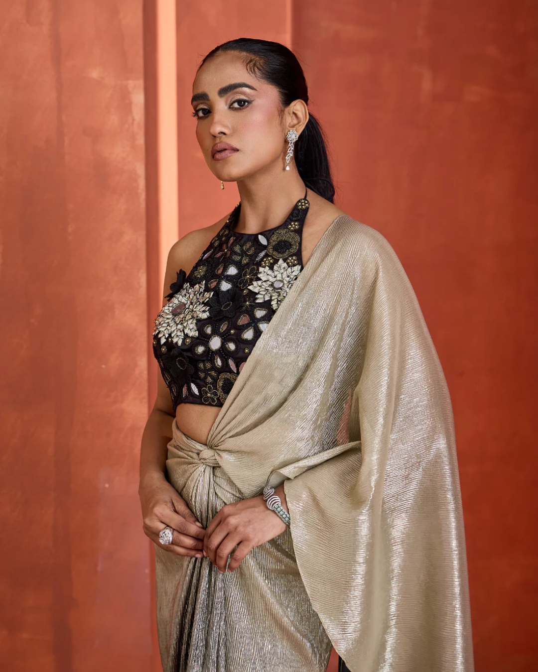 Deepika Chadha - Ombre Drape skirt with blouse From Midnight