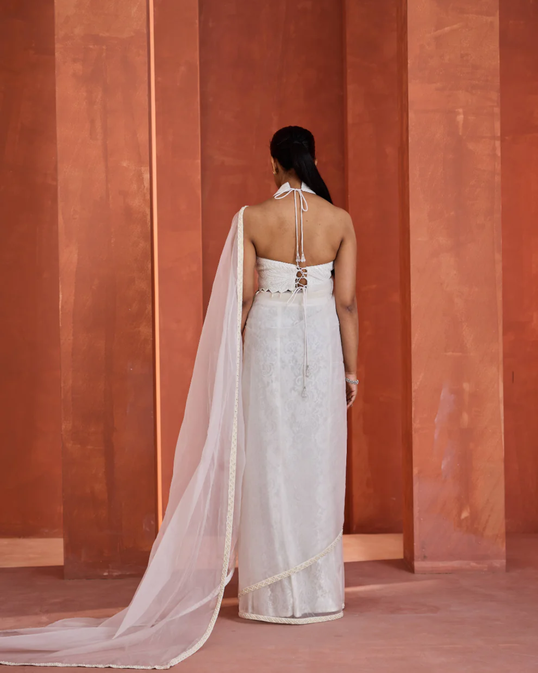 Deepika Chadha - Ivory emb Blouse,stitched ready to wear saree From Muse