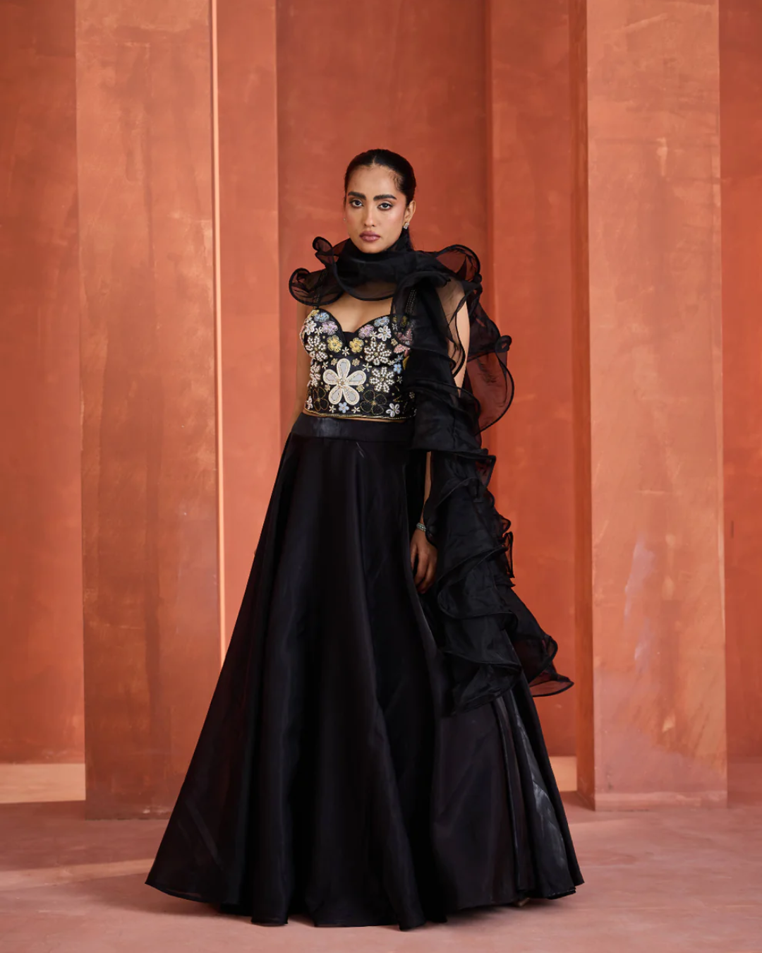 Deepika Chadha - Black emb corset, lehnga set From Muse