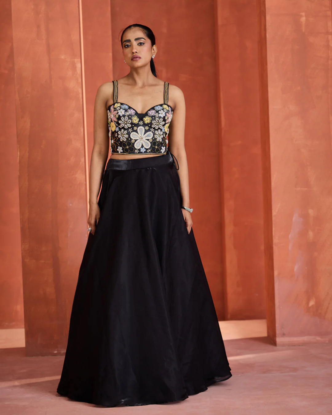 Deepika Chadha - Black emb corset, lehnga set From Muse