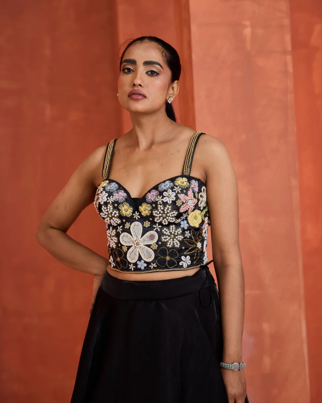 Deepika Chadha - Black emb corset, lehnga set From Muse