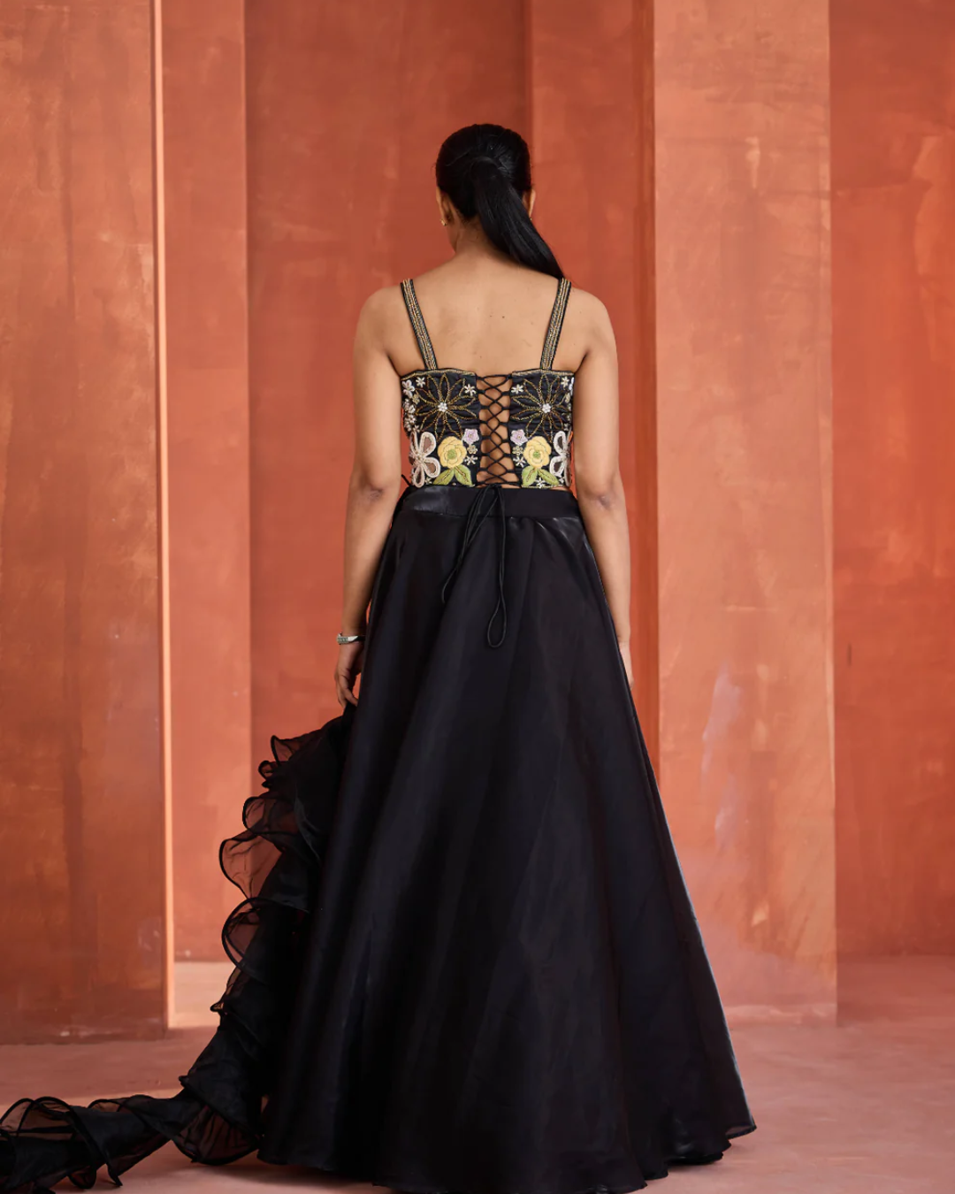 Deepika Chadha - Black emb corset, lehnga set From Muse