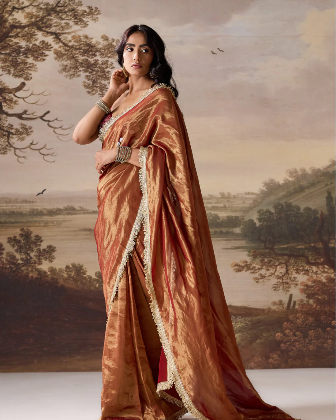 Deepika Chadha - Maroon emb Corset, stitched saree set From Muse