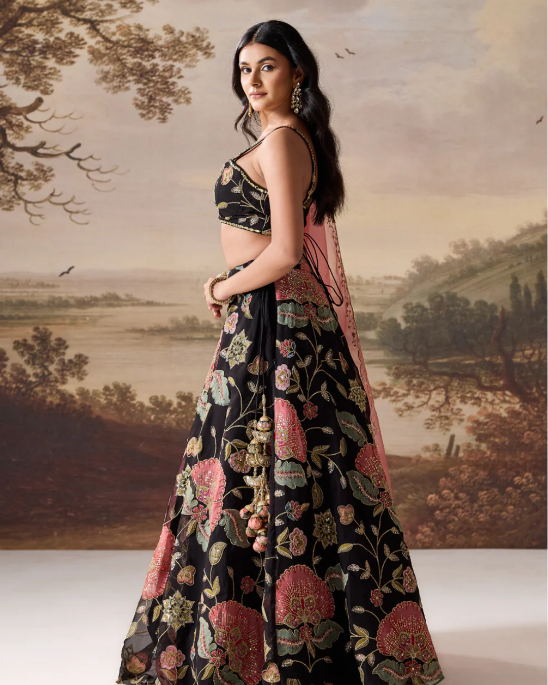 Deepika Chadha - Black emb blouse,lehenga dupatta set From Muse