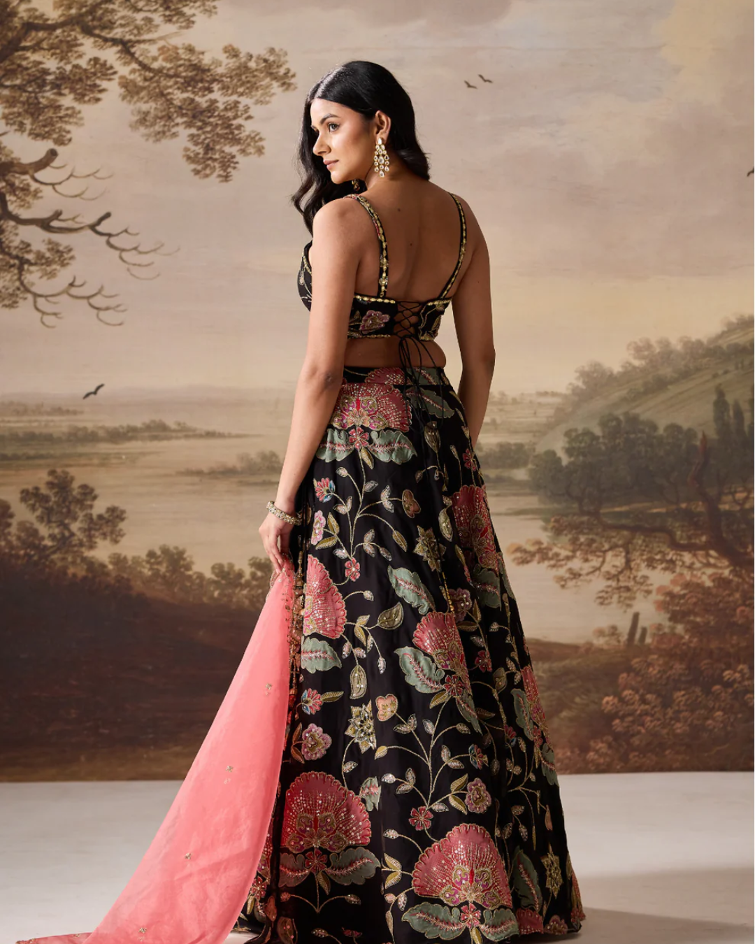 Deepika Chadha - Black emb blouse,lehenga dupatta set From Muse