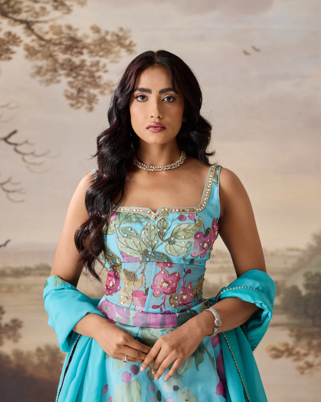 Deepika Chadha - Sea green emb corset, lehnga dupatta set From Muse