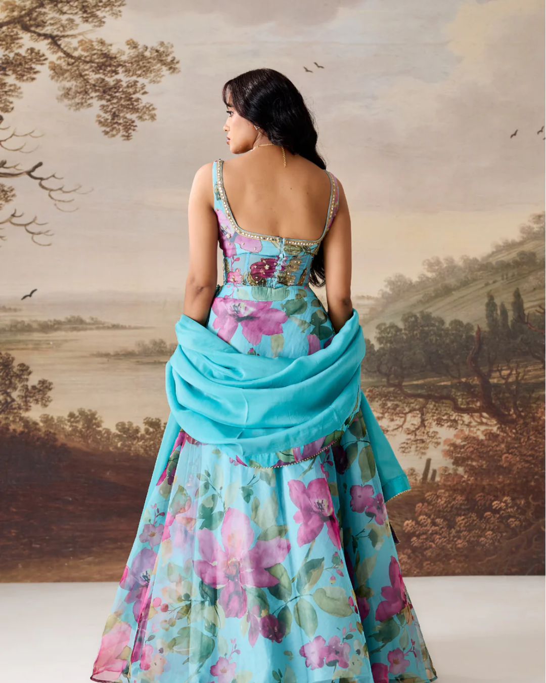 Deepika Chadha - Sea green emb corset, lehnga dupatta set From Muse