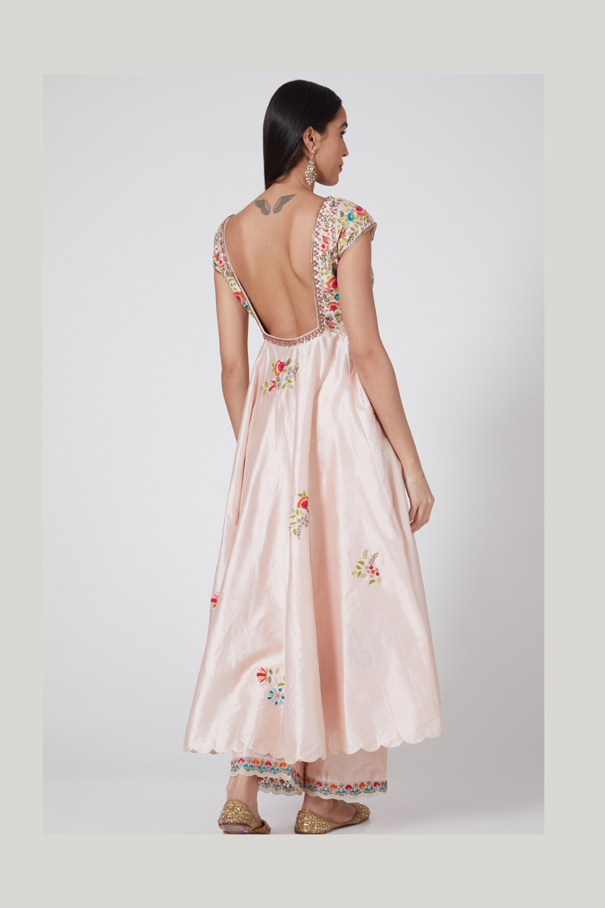 PEACH EMBROIDERED KURTA SET - Tranquile collection by Priyanka Jain