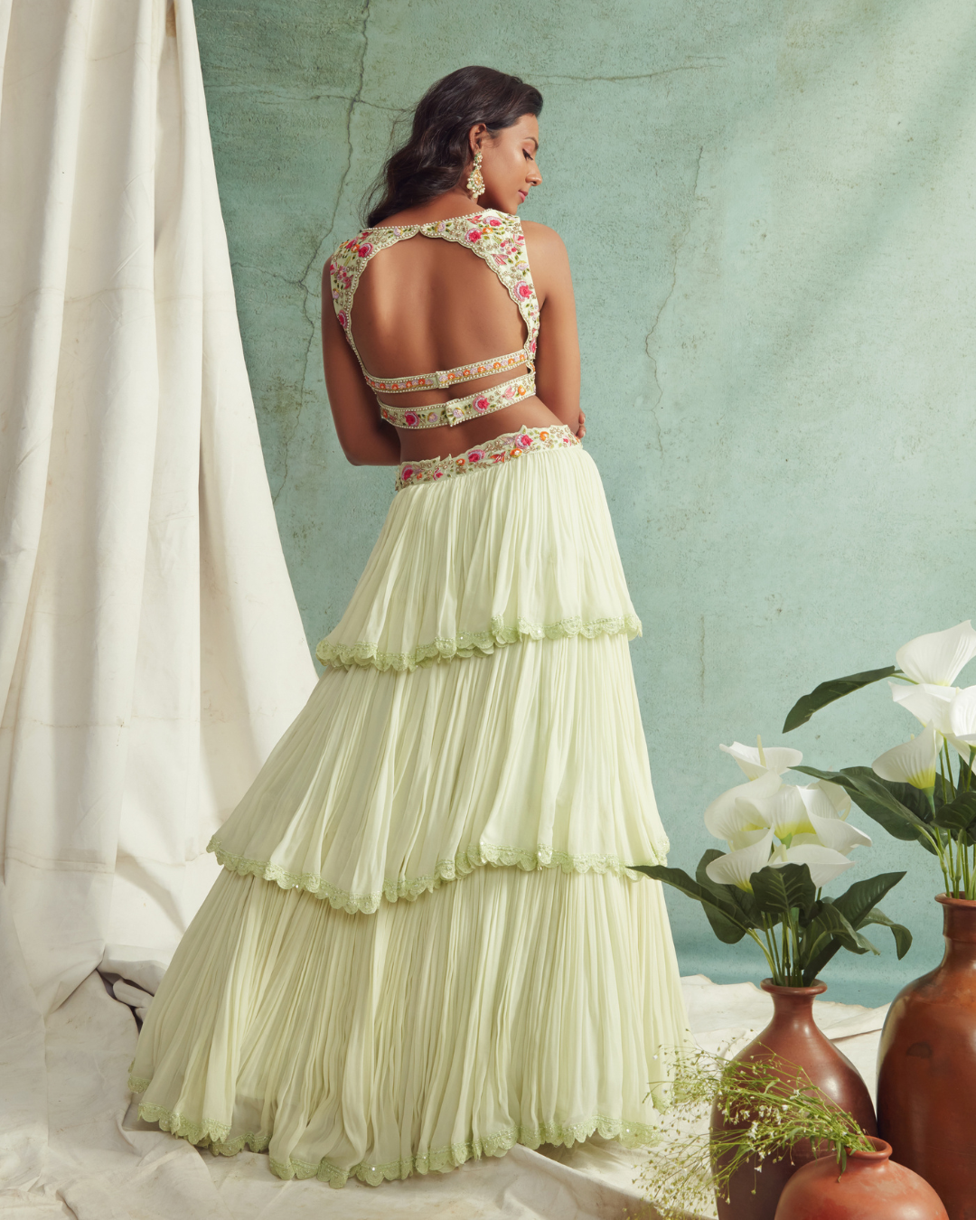 Priyanka Jain - Frilled Lehenga,Blouse And Cape From Love Of Tomorrow