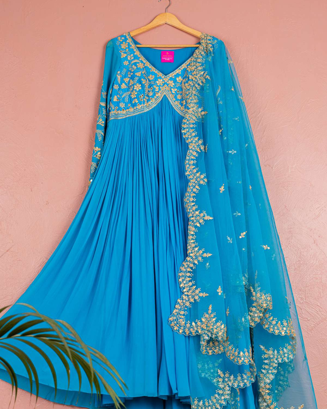 Anisha Shetty - Capri Blue Gota Anarkali Set