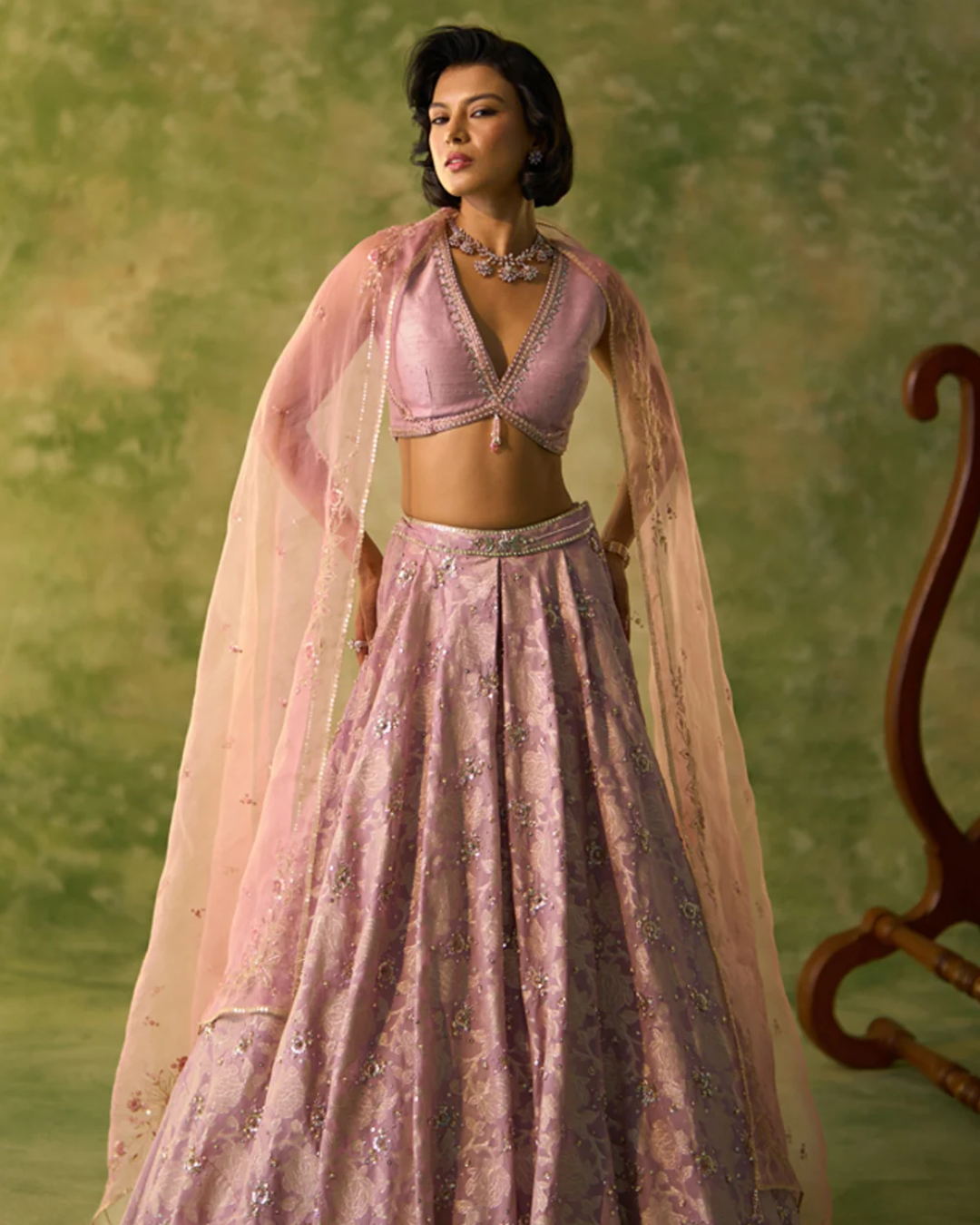 Prevasu - Brocade Chanderi Lavender Lehenga From Silsila