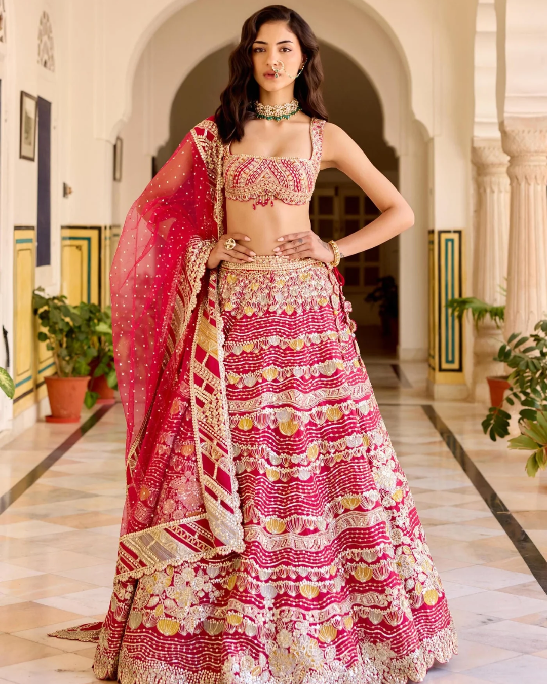 Osaa By Adarsh - Cut Ruby Organza Lehenga Set From SAFAR
