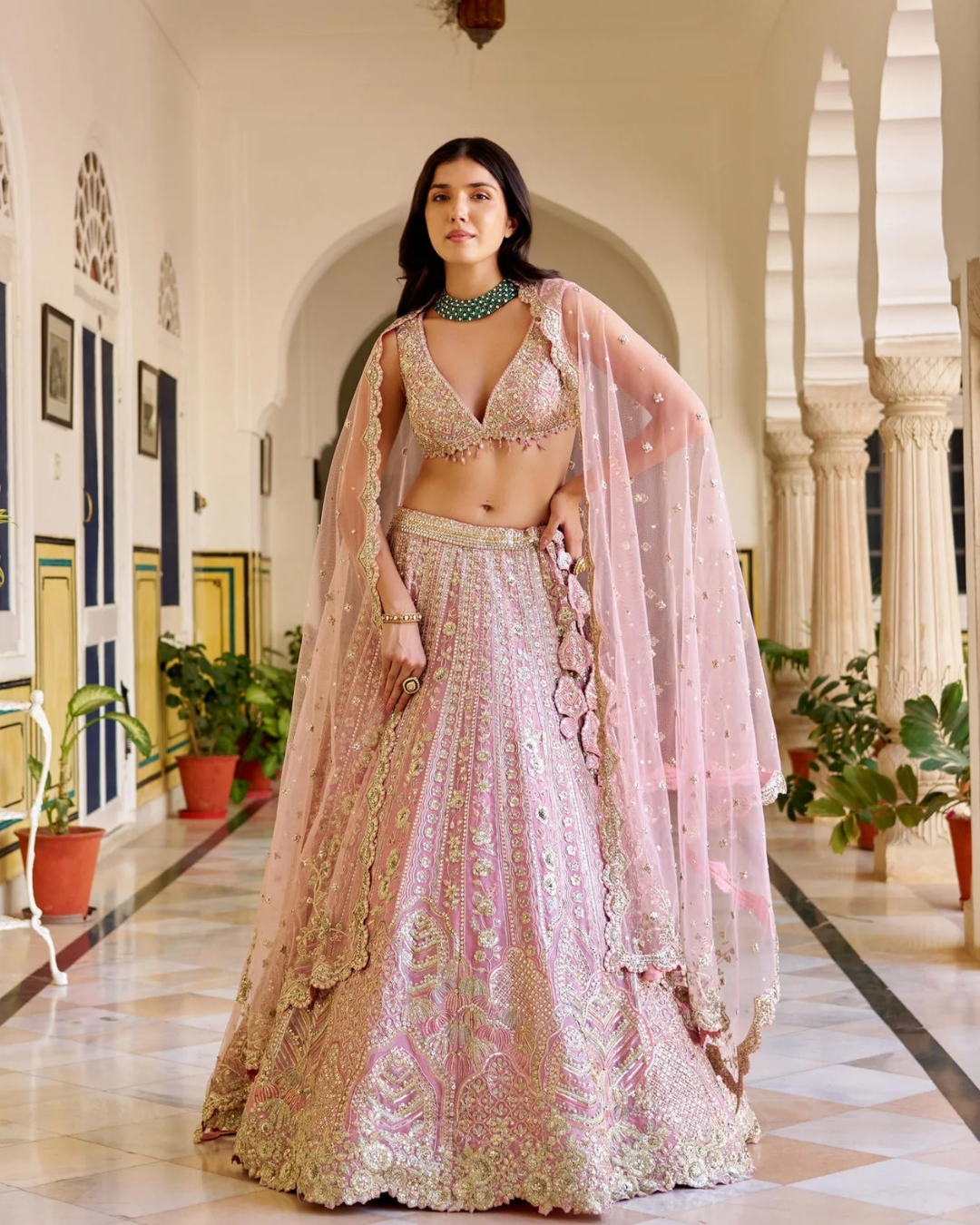 Osaa By Adarsh - Rosaline Pink Organza Lehenga Set From SAFAR