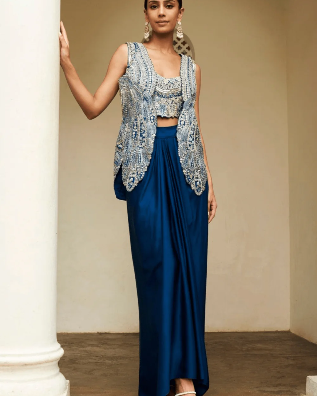 Osaa By Adarsh - Jade Blue Embroidered Jacket Set From RASM