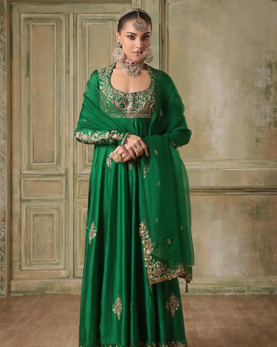 Niti Bothra - Zar-Rang Green Kalidaar Set