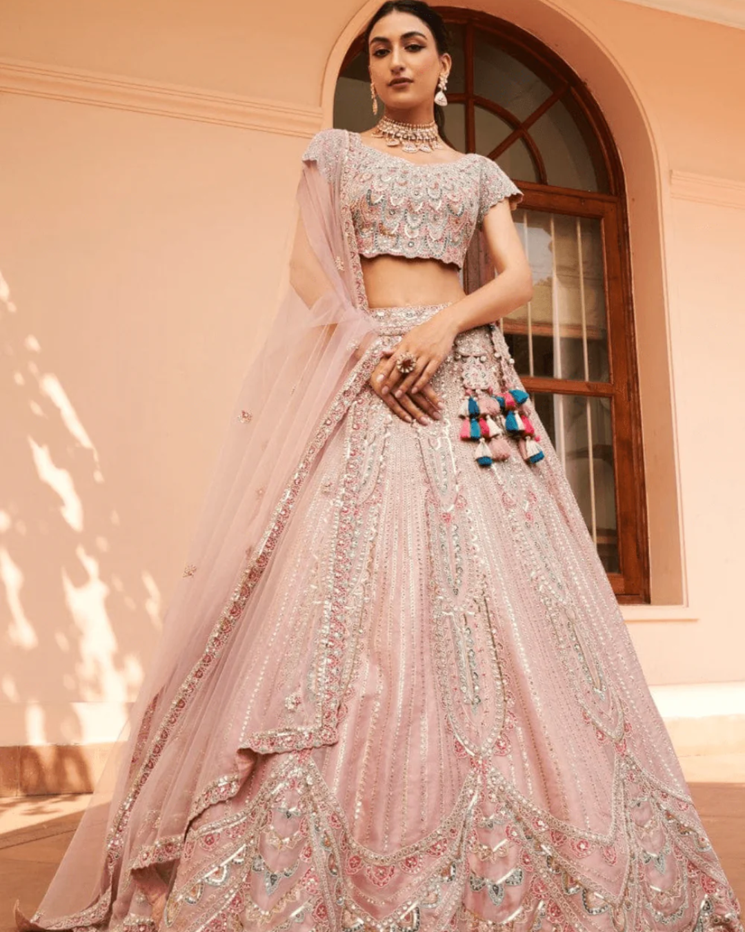 Osaa By Adarsh - Soft Berry Embroidered Lehenga Set From RASM