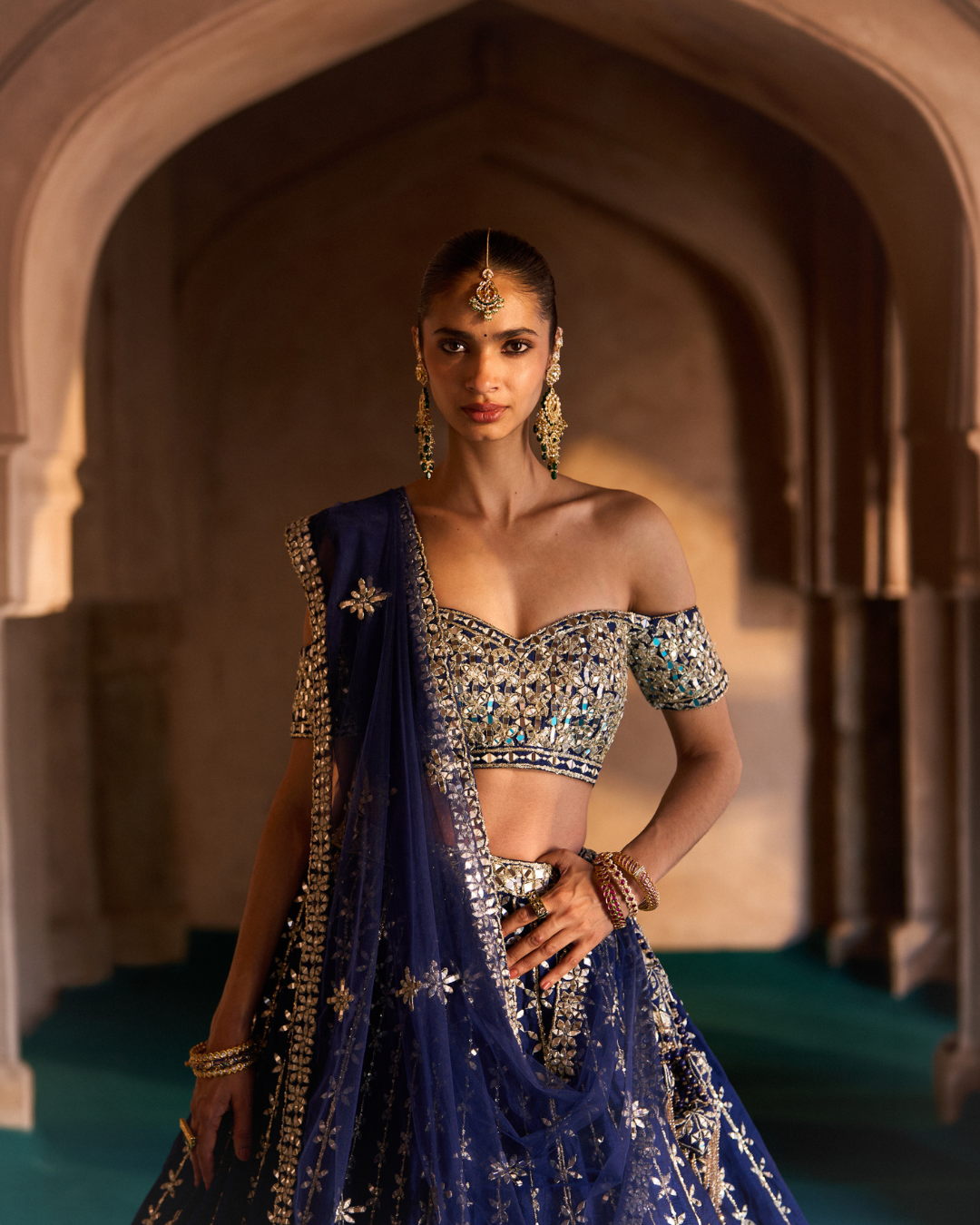 Angad Singh - NEER — Navy Blue Raw Silk Lehenga Set From Zariya