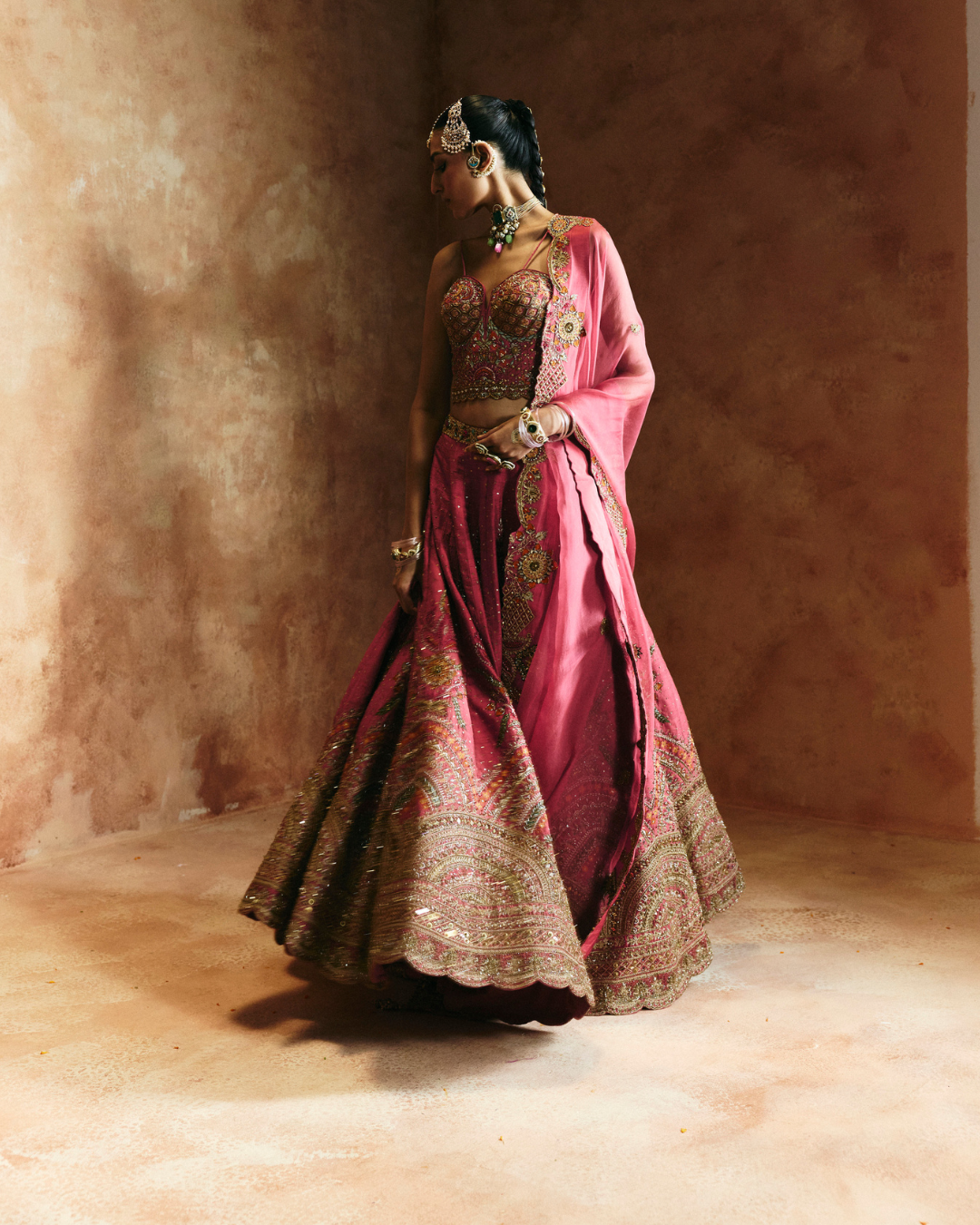 Aman Takyar - Carrot Lehenga Set From Today's Sindh