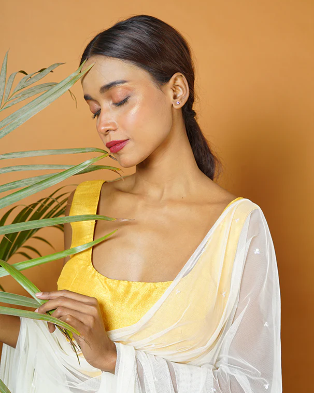 Sonali Bansal - Mustard blouse with off white lehenga and dupatta From Fiza
