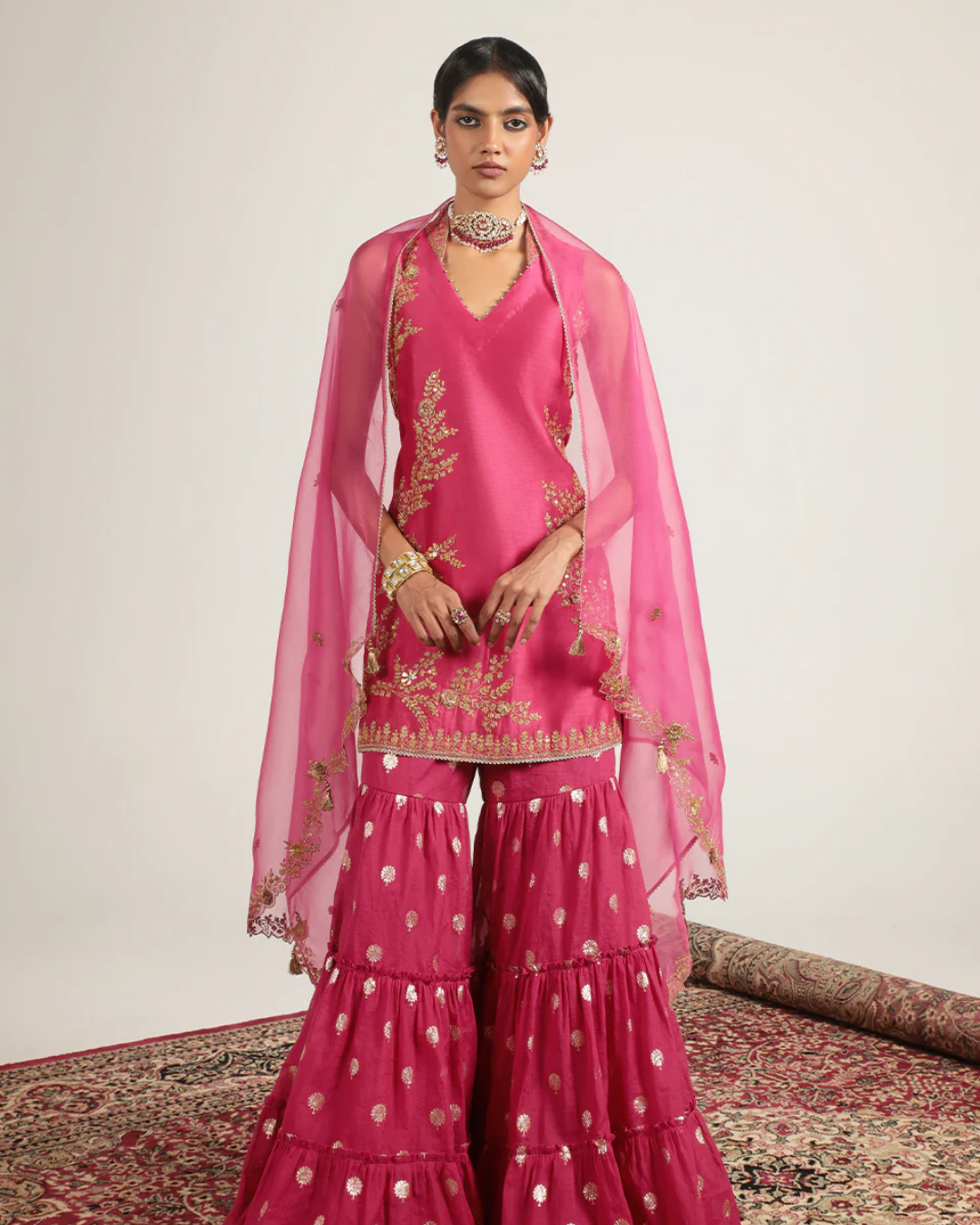 Niti Bothra - Mehrang Pink Sleeveless Sharara Set