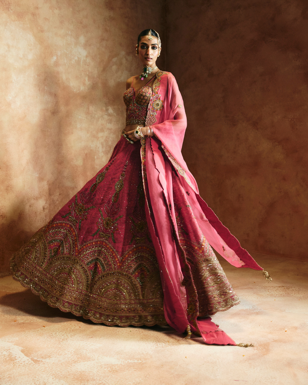 Aman Takyar - Carrot Lehenga Set From Today's Sindh