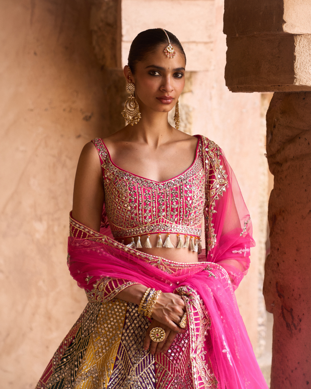 Angad Singh - RANG —Multi colored Lehenga Set with Contrast Blouse From Zariya