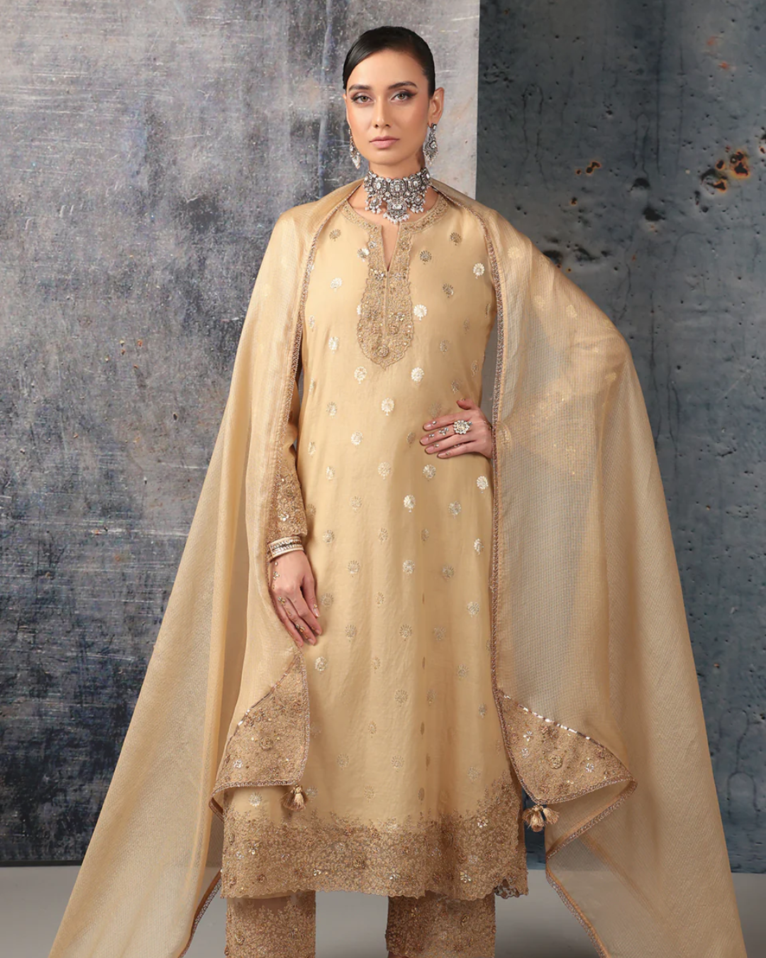 Niti Bothra - Mehrang Ivory Farshi Kurta Set