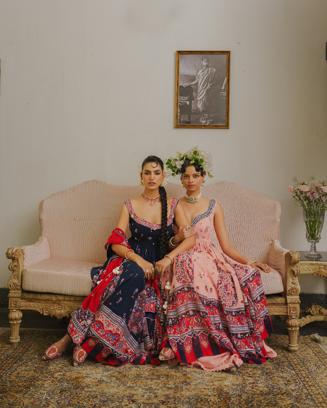 Aditi Gupta - Soft Pink Open Jacket with Crushed Sharara Set