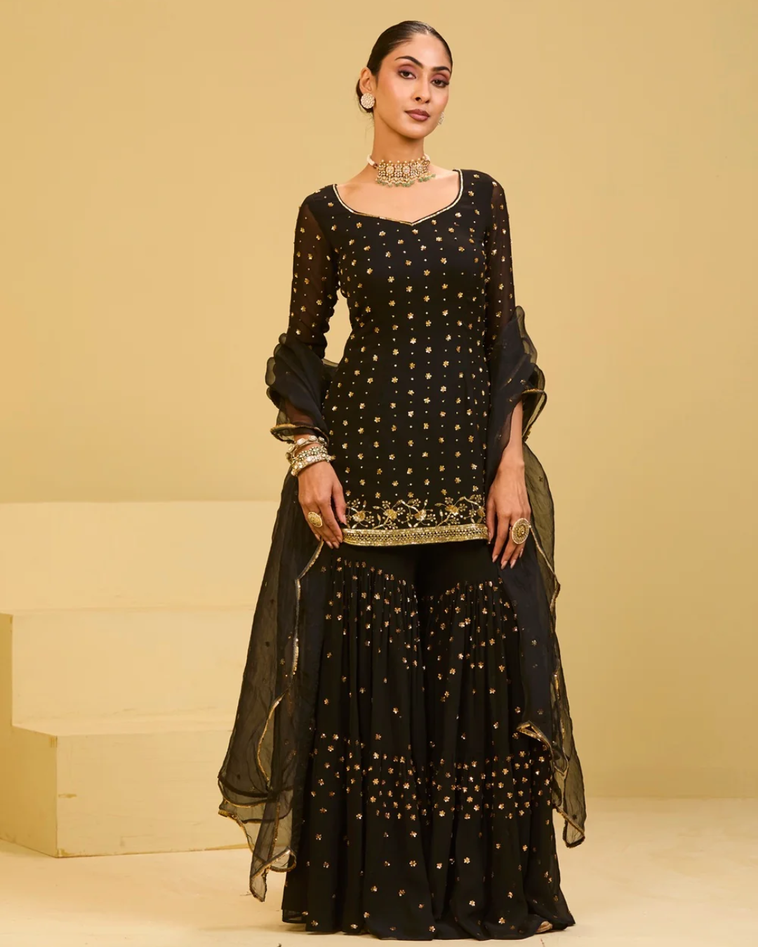 Esha Koul - Black Sharara Set From Naaz