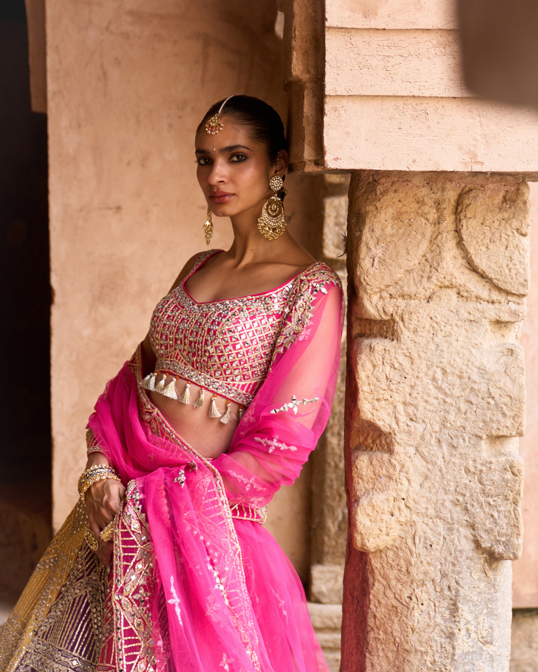 Angad Singh - RANG —Multi colored Lehenga Set with Contrast Blouse From Zariya