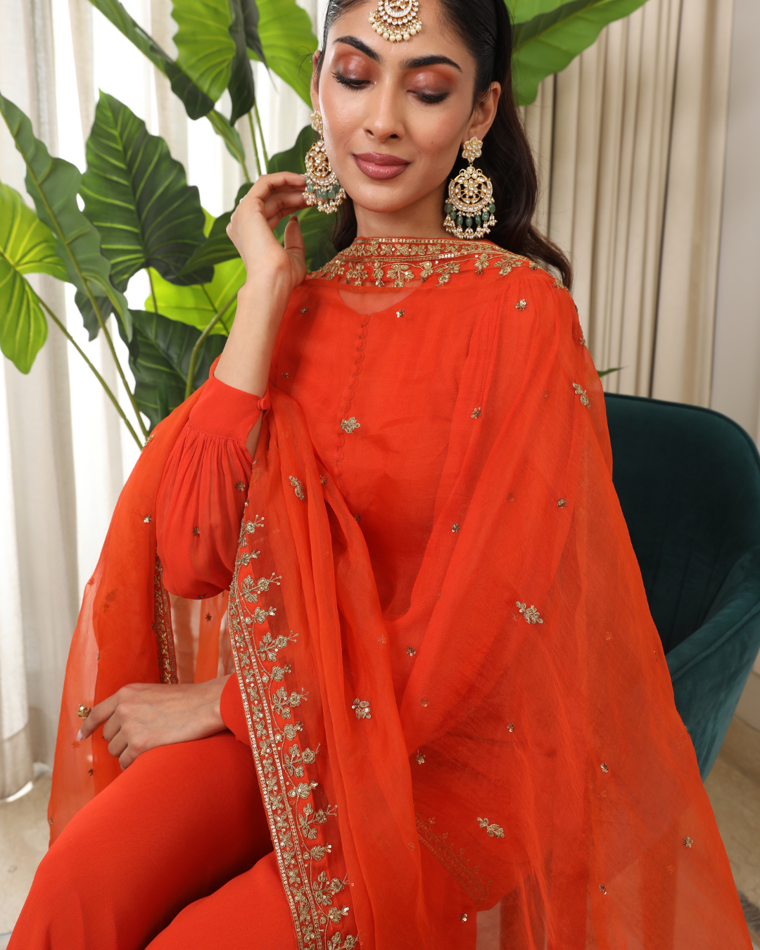 Esha Koul - Rust Dilkash Kurta Set