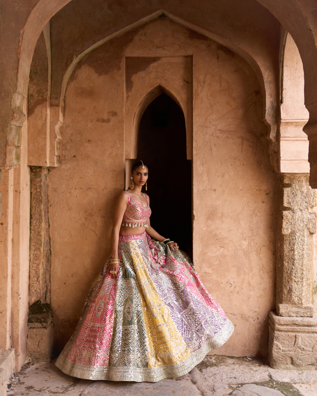 Angad Singh - RANG —Multi colored Lehenga Set with Contrast Blouse From Zariya