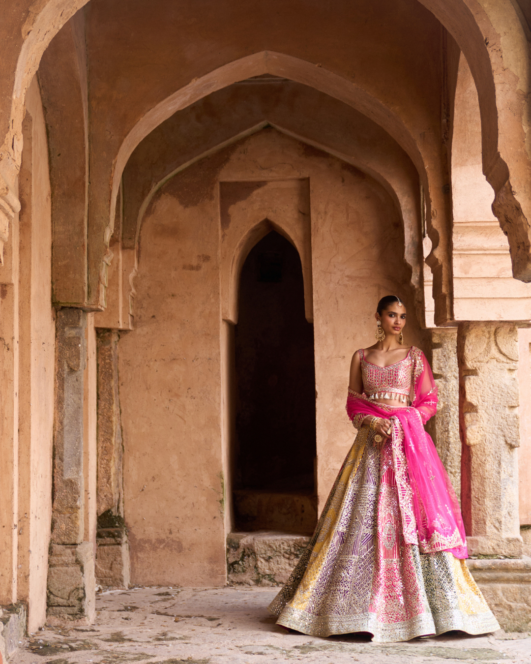 Angad Singh - RANG —Multi colored Lehenga Set with Contrast Blouse From Zariya