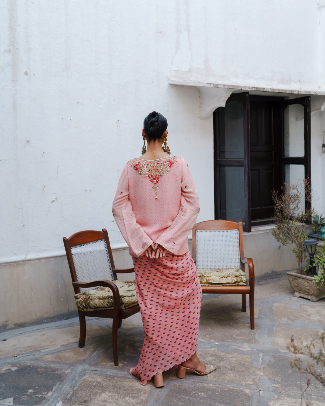 Aditi Gupta - Soft Pink Kurta with Dhoti Drape Set