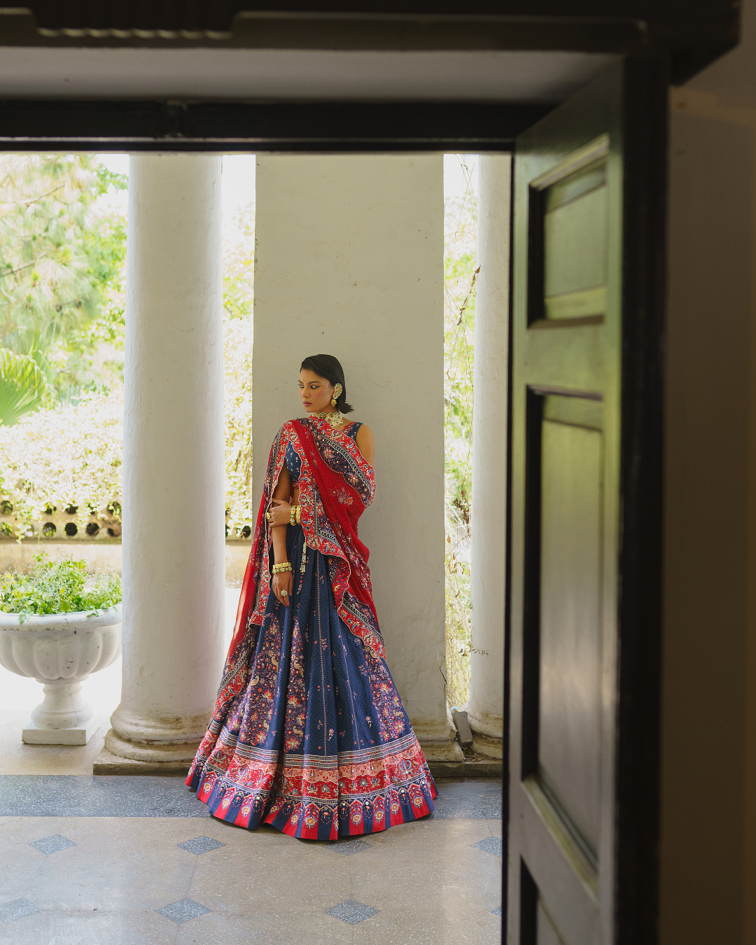 Aditi Gupta - Navy Blue Paisley Lehenga Set