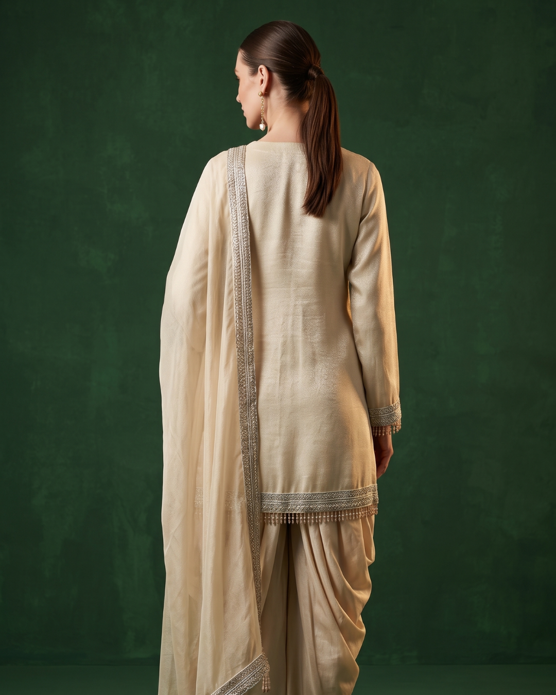 Basanti Kapde Aur Koffee - Pearl Cascade Embroidered Dhoti Set From Suits & Shararas