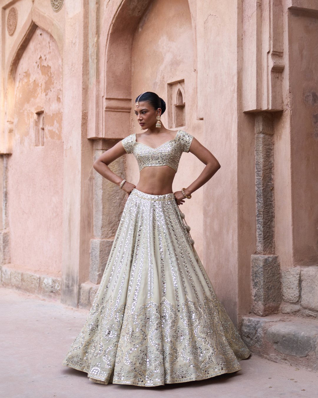 Angad Singh - KIRAN — Gold Tissue Lehenga Set From Zariya
