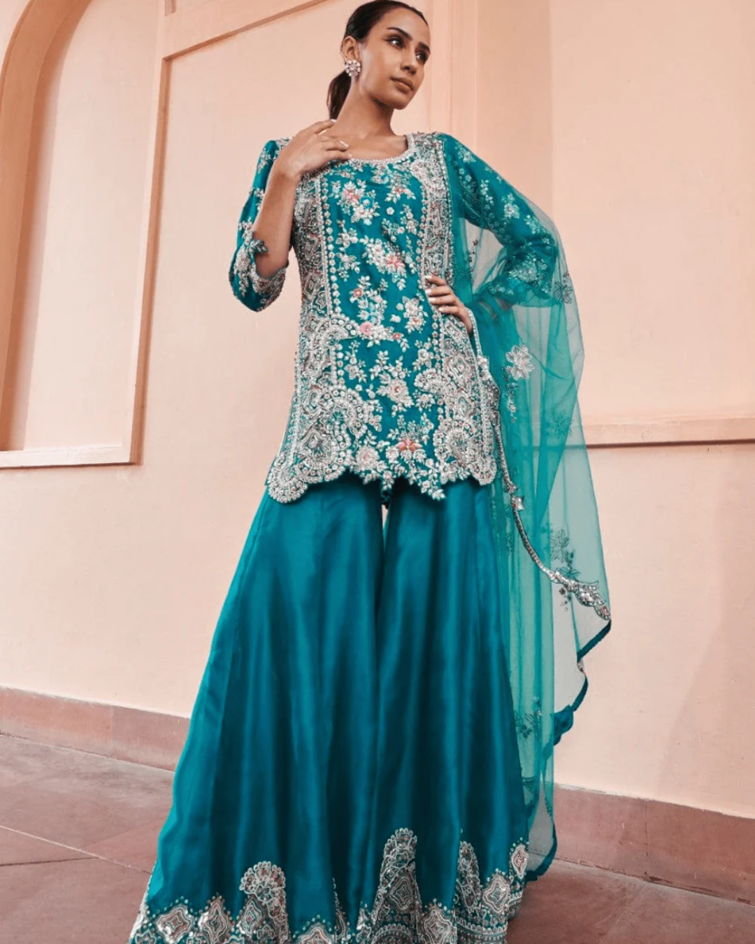 Osaa By Adarsh - Pine Embroided Sharara From RASM